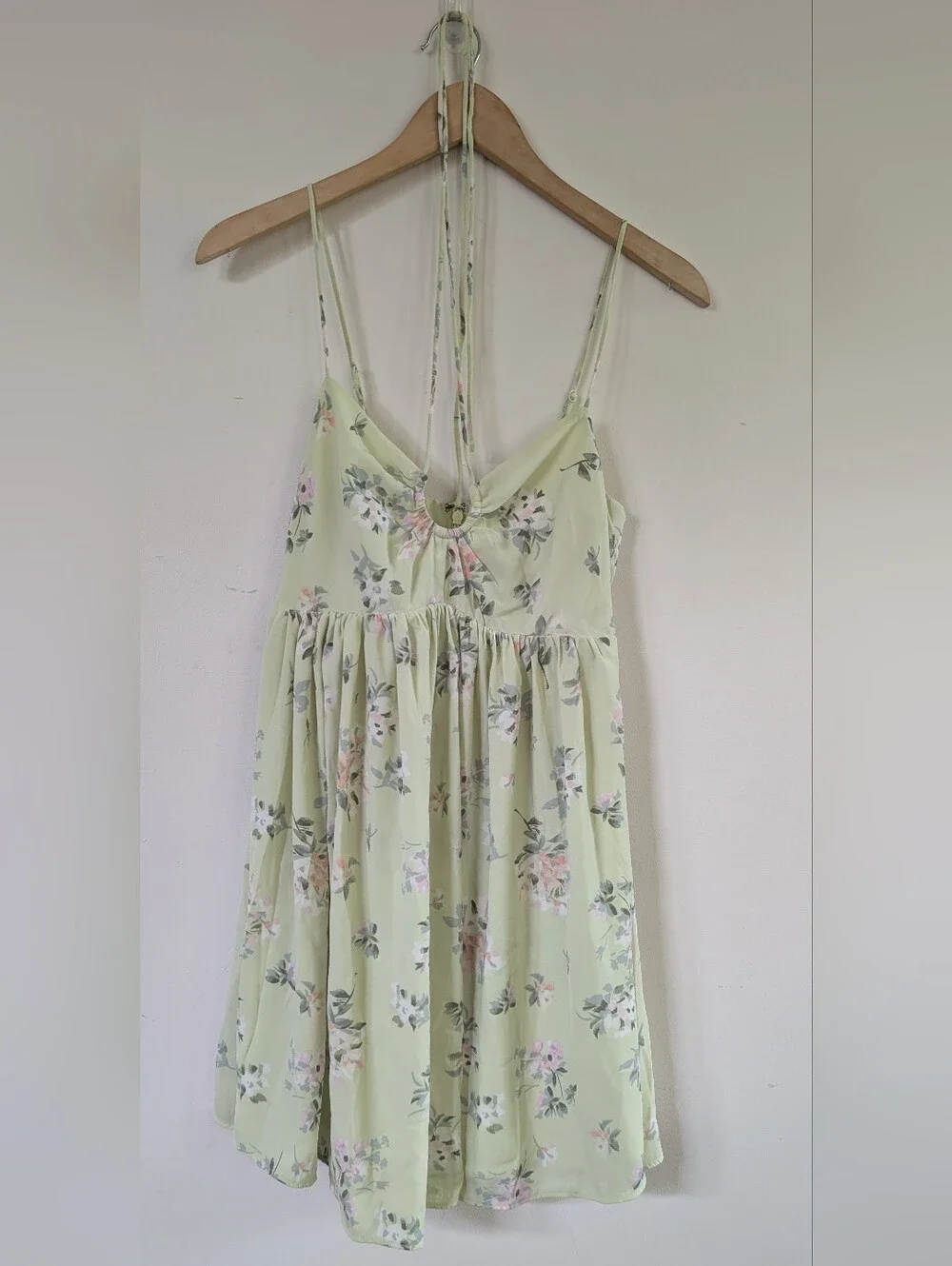 Abercrombie & Fitch Light Green Floral Strappy Halter Babydoll Sundress S Small